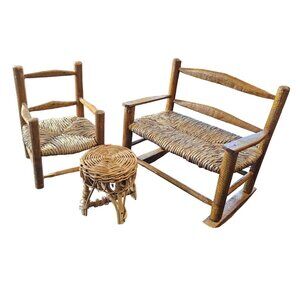 Doll House Miniature Furniture table rocking couch and Chair collectible